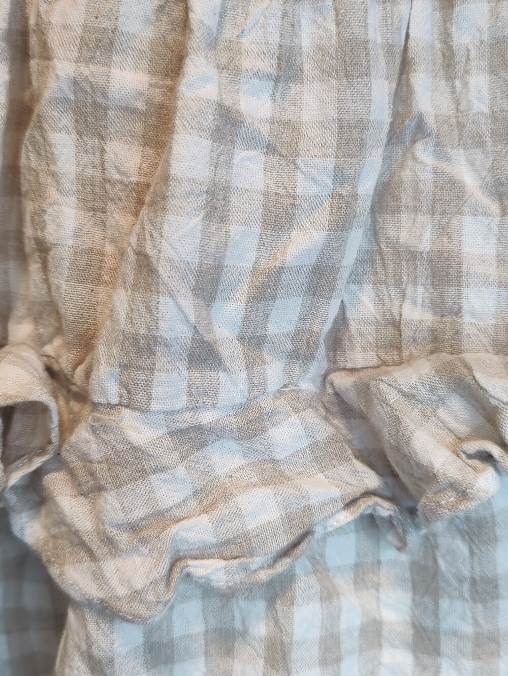 MABLE Gingham Smocked Tiered Ruffle Tie Back Mini Dress M - Picture 3 of 7